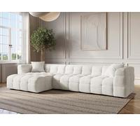 DecoInParis Canapé d'angle Effet Peau de Mouton Blanc écru Bella - Angle Gauche