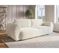 DecoInParis Canapé Droit 3 Places avec Coffre en Gros côtelé Doux Beige Tilda