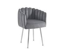 DecoInParis Chaise en Velours Gris Pieds en métal argenté Hayden