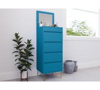 DecoInParis Commode 4 tiroirs Bleu Canard avec Coiffeuse intégrée Darina