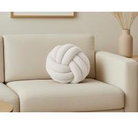 DecoInParis Coussin Rond décoratif Boule de nœud en Effet Peau de Mouton Blanc écru NODUS