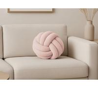 DecoInParis Coussin Rond décoratif Boule de nœud en Effet Peau de Mouton Rose NODUS