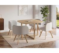 DecoInParis Ensemble Table + 4 chaises encastrables FLEN (Beige)