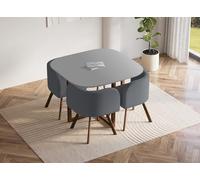 DecoInParis Ensemble Table + 4 chaises encastrables FLEN (Gris)