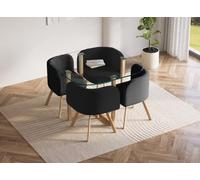 DecoInParis Ensemble Table + 4 chaises encastrables Noires FLEN