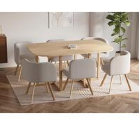 DecoInParis Ensemble Table + 6 chaises encastrables FLEN XL