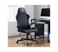 DecoInParis Fauteuil de Bureau Noir et Bleu en Simili Cuir Atomic