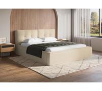 DecoInParis Lit Coffre en Tissu Bouclette Beige 180x200cm Yuna