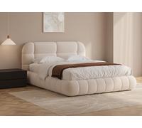 DecoInParis Lit Coffre en Tissu Bouclette écru 160x200 cm YOURI