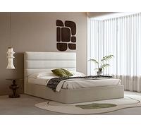 DecoInParis Lit Coffre en Tissu Lin Beige 180 x 200 cm Shanna