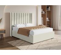 DecoInParis Lit Coffre en Velours Beige 140x190 cm Alena