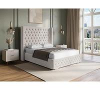 DecoInParis Lit Coffre en Velours Beige 140x190 cm Maxi