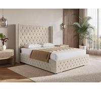 DecoInParis Lit Coffre en Velours Beige 140X190 cm Perla