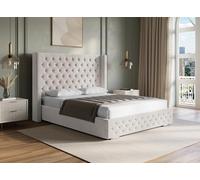 DecoInParis Lit Coffre en Velours Beige 180x200 cm Maxi