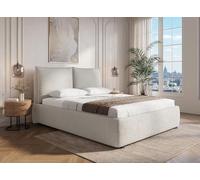DecoInParis Lit Coffre en Velours chiné Beige 180x200 cm MELY