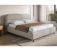 DecoInParis Lit Coffre en Velours chiné Beige 180x200cm MELO