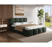 DecoInParis Lit Coffre en Velours chiné Vert Olive 160x200 cm Bubble