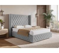 DecoInParis Lit Coffre en Velours Gris 160X200 cm Perla