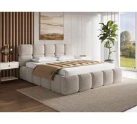 DecoInParis Lit Coffre Tissu Bouclette Taupe 180x200 cm Bubble