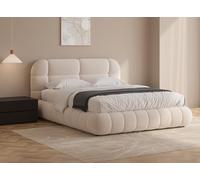 DecoInParis Lit Double en Tissu Bouclette écru 140x190 cm YOURI