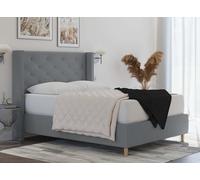 DecoInParis Lit Double en Tissu capitonné Margot (Gris, 180_x_200_cm)