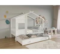 DecoInParis Lit gigogne cabane en Bois Blanc 90 x 190 cm MILIO