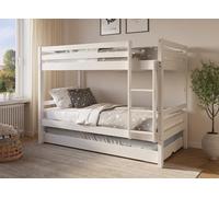 DecoInParis Lit superposé gigogne 3 couchages en Bois Blanc LEOPAUL 90 x 190 cm