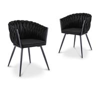 DecoInParis Lot de 2 chaises Wave en Velours Noir Cindy