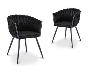 DecoInParis Lot de 2 chaises Wave en Velours Noir Cindy