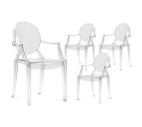 DecoInParis Lot de 4 chaises en plexi Transparent avec accoudoirs TOLGA