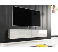 DecoInParis Meuble TV Contemporain laqué Blanc avec LED 2 Portes Malorie - 180 cm