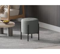 DecoInParis Pouf Design en Tissu Bouclette Gris et Pieds en métal Noir LIREN