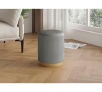 DecoInParis Pouf Design en Velours côtelé Gris et Bois Roy