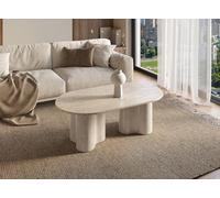 DecoInParis Table Basse en marbre Composite Beige Pieds Forme Organique VANINA