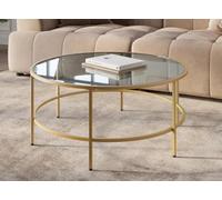 DecoInParis Table Basse en Verre Noir et métal THESSA