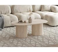 DecoInParis Table Basse Ovale en marbre Composite Beige Dhara