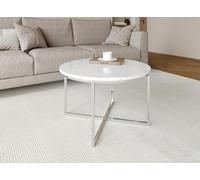 DecoInParis Table Basse Ronde Effet marbre avec Pieds chromés Royce