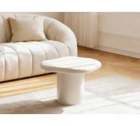 DecoInParis Table Basse Ronde en béton brossé Blanc Plateau asymétrique ZELINE