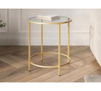 DecoInParis Table Basse Ronde en Verre et métal Olive