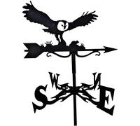 Decoive Girouette de jardin en fer vintage noir avec indicateur de direction du vent robuste pour extérieur, jardin, toit, paddock-chouette