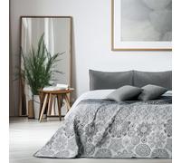 DecoKing 12253 Alhambra Couvre-lit 200 x 220 cm en Acier argenté et Blanc Anthracite