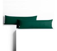DecoKing 2 taies d'oreiller 20 x 120 cm Jersey Coton Fermeture éclair Vert Bouteille Ambre