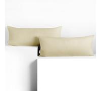 DecoKing Lot de 2 Taies d'oreiller 40 x 120 cm Jersey 100% Coton Peigné Fermeture Éclair Beige Amber