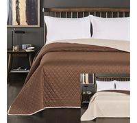 DecoKing 29695 Couvre-lit Double Face en Polyester, Crème Marron crème, Polyester, Creme Braun, 170 x 210 cm