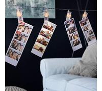 DecoKing 47002 20 LED Photo Clips sur fil d'argent Warm White Static Pinces à piles à LED Décorations de Noël Décoration de l'Arbre de Noël intérieure et extérieure Parti Clear