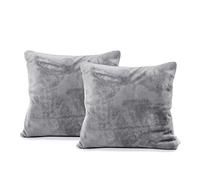 DecoKing 58480 Lot de 2 Housses de Coussin 45 x 45 cm en Microfibre Polaire avec Fermeture éclair Argenté/Acier Gris Mic