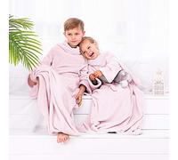 DecoKing 90 x 105 cm Couverture en Microfibre pour Enfant avec Manches Polyester Rose Poudré Lazy Kiddo