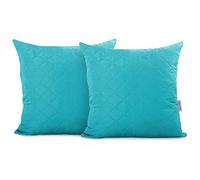DecoKing Axel Lot de 2 taies d'oreiller 40 x 40 cm en microfibre cyan avec fermeture à rabat