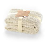 DecoKing Couette en Microfibre Couverture Polaire Plaid Couvre-lit Polaire Doux de Style scandinave Henry, Microfibre Beige 70x150 cm