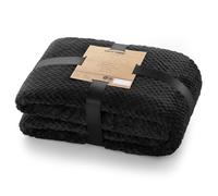 DecoKing Couette en Microfibre Couverture Polaire Plaid Couvre-lit Polaire Doux de Style scandinave Henry, Microfibre Noir 220x240 cm
